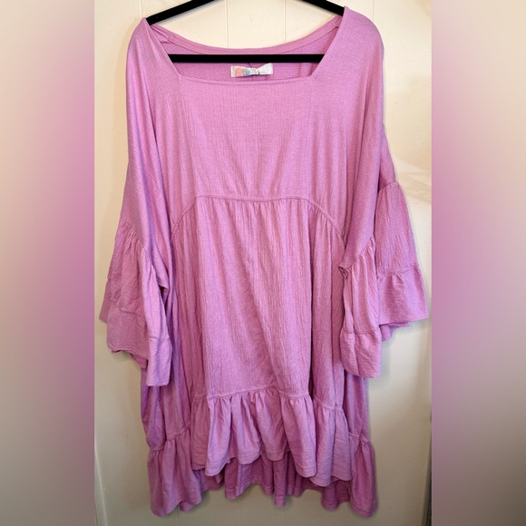 Free People Beach El Mar Purple Mini Dress Oversized Ruffle Flowy Boho Garden S - Picture 3 of 10